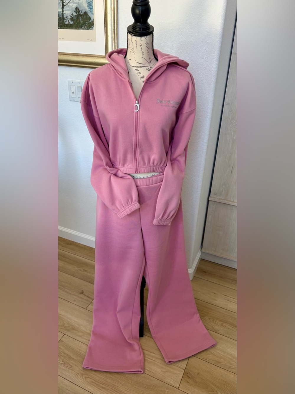 Juicy Couture FLEECE Hoodie & Wide Leg Sweatpants Set size Large
